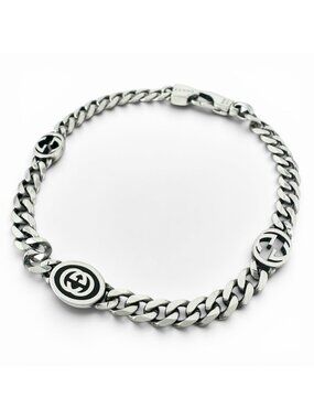 Gucci Interlocking G Chain Bracelet Silver 17